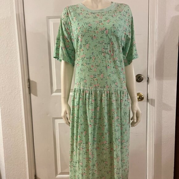 justin aleen Dresses & Skirts - Justin Aleen XTRA New York Vintage Plus-size Green Floral Farm-House Dress Sz 22
